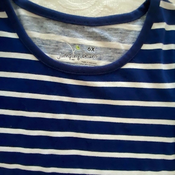 Jumping Beans Girls Blue Striped Pocket Dress 6X - Picture 3 of 7